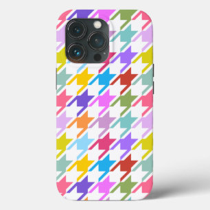Houndstooth Multicolor+White Big Pattern iPhone 13 Pro Case