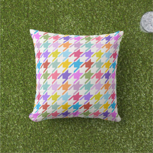 Houndstooth Multicolor+White Big Pattern Cushion