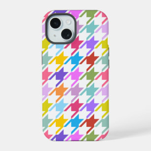 Houndstooth Multicolor+White Big Pattern iPhone 15 Case