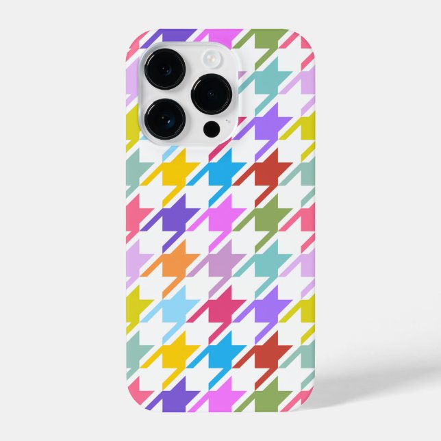 Houndstooth Multicolor+White Big Pattern iPhone Case (Back)