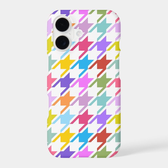 Houndstooth Multicolor+White Big Pattern iPhone Case (Back)