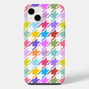 Houndstooth Multicolor+White Big Pattern iPhone 14 Plus Case