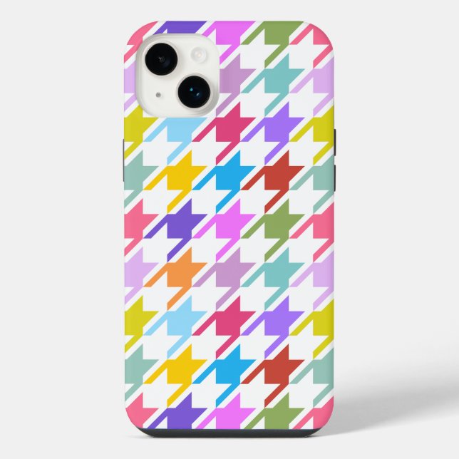 Houndstooth Multicolor+White Big Pattern iPhone Case (Back)