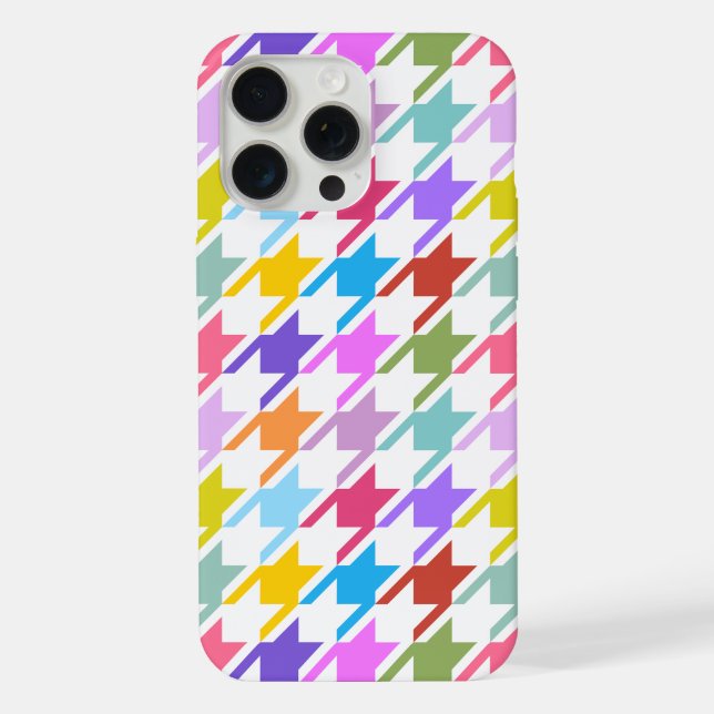 Houndstooth Multicolor+White Big Pattern iPhone Case (Back)