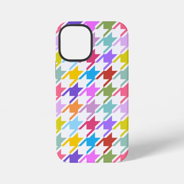 Houndstooth Multicolor+White Big Pattern iPhone Case (Back)