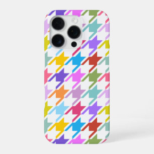 Houndstooth Multicolor+White Big Pattern iPhone 16 Pro Case