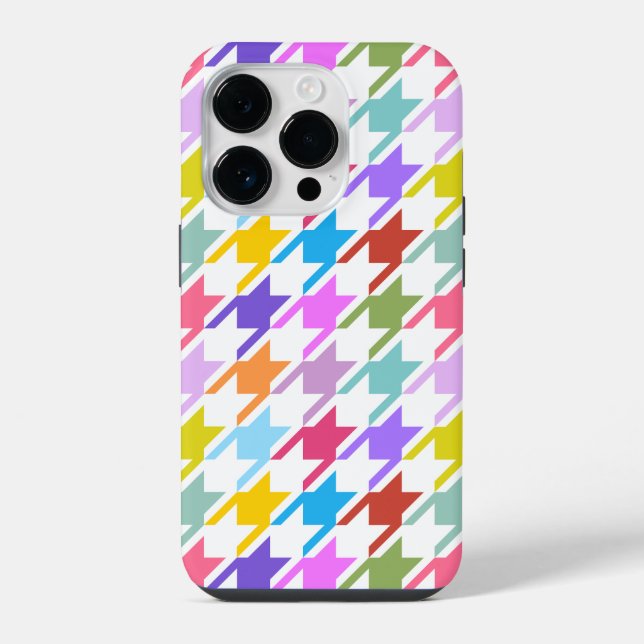 Houndstooth Multicolor+White Big Pattern iPhone Case (Back)