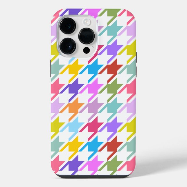 Houndstooth Multicolor+White Big Pattern iPhone Case (Back)