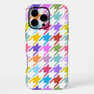 Houndstooth Multicolor+White Big Pattern iPhone 16 Pro Max Case