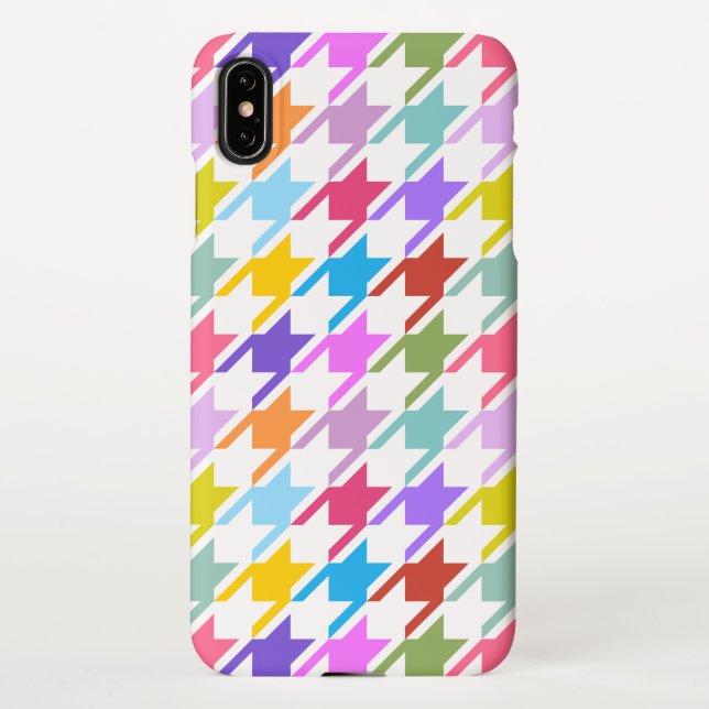 Houndstooth Multicolor+White Big Pattern iPhone Case (Back)