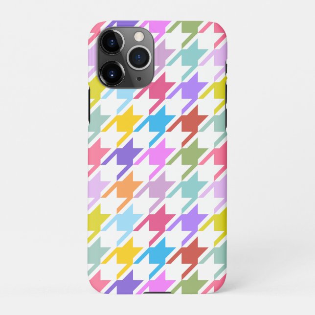 Houndstooth Multicolor+White Big Pattern iPhone Case (Back)