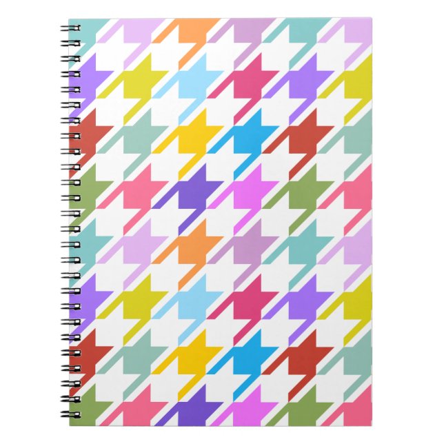 Houndstooth Multicolor+White Big Pattern Notebook (Front)