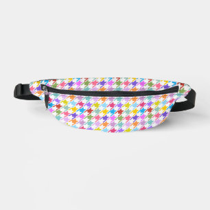 Houndstooth Multicolor+White Pattern Bum Bags