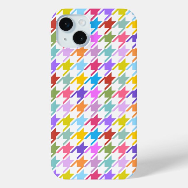 Houndstooth Multicolor+White Pattern Case-Mate iPhone Case (Back)