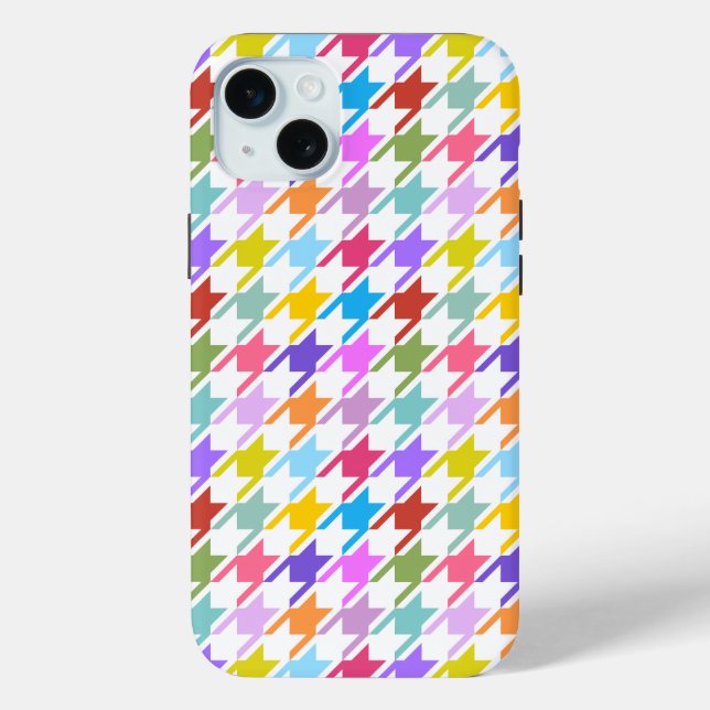 Houndstooth Multicolor+White Pattern Case-Mate iPhone Case (Back)