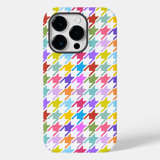 Houndstooth Multicolor+White Pattern Case-Mate iPhone Case (Back)