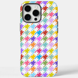 Houndstooth Multicolor+White Pattern iPhone 16 Pro Max Case