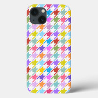 Houndstooth Multicolor+White Pattern
