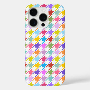 Houndstooth Multicolor+White Pattern iPhone 16 Pro Case