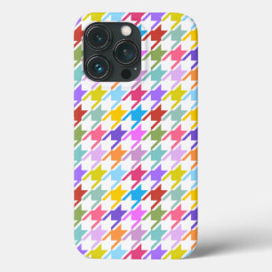 Houndstooth Multicolor+White Pattern iPhone 13 Pro Case