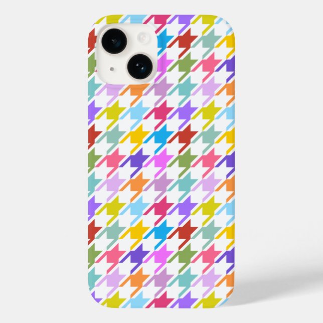 Houndstooth Multicolor+White Pattern Case-Mate iPhone Case (Back)