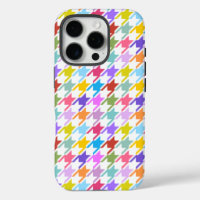 Houndstooth Multicolor+White Pattern