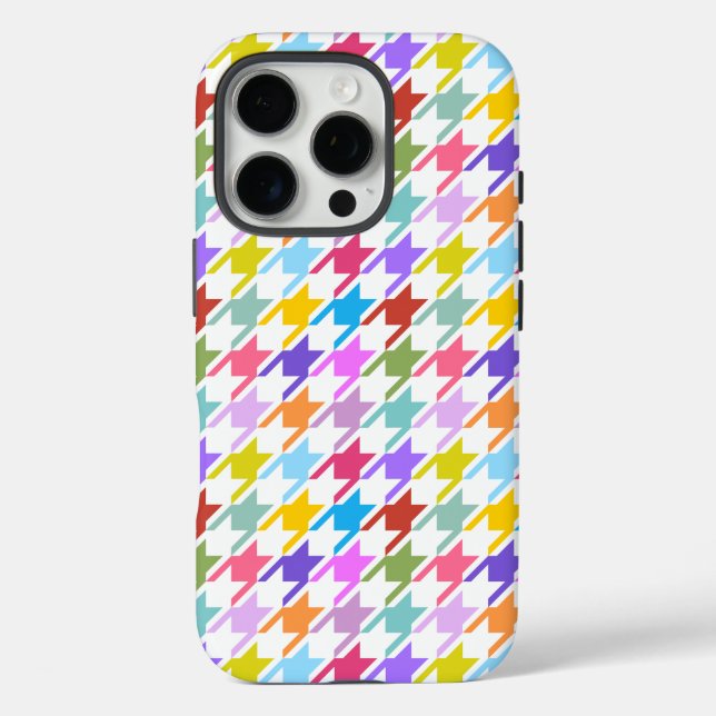Houndstooth Multicolor+White Pattern Case-Mate iPhone Case (Back)