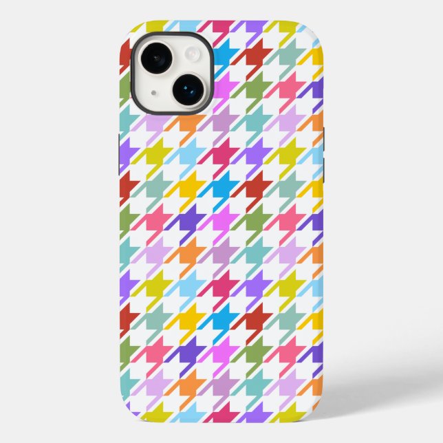 Houndstooth Multicolor+White Pattern Case-Mate iPhone Case (Back)