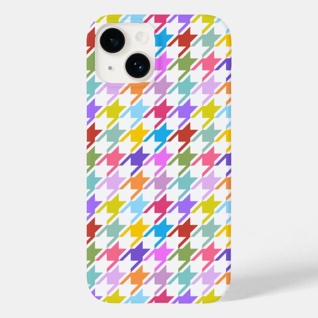 Houndstooth Multicolor+White Pattern Case-Mate iPhone Case (Back)