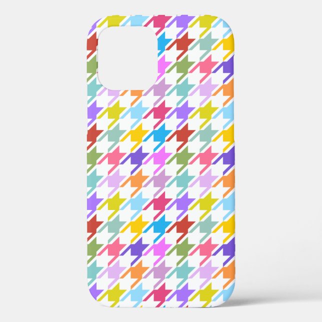 Houndstooth Multicolor+White Pattern Case-Mate iPhone Case (Back)