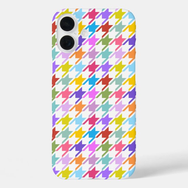 Houndstooth Multicolor+White Pattern Case-Mate iPhone Case (Back)