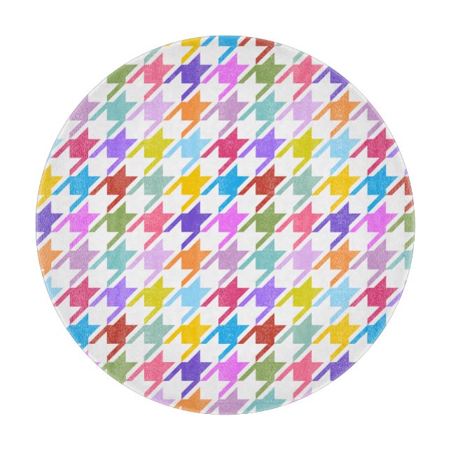 Houndstooth Multicolor+White Pattern Cutting Board (Front)