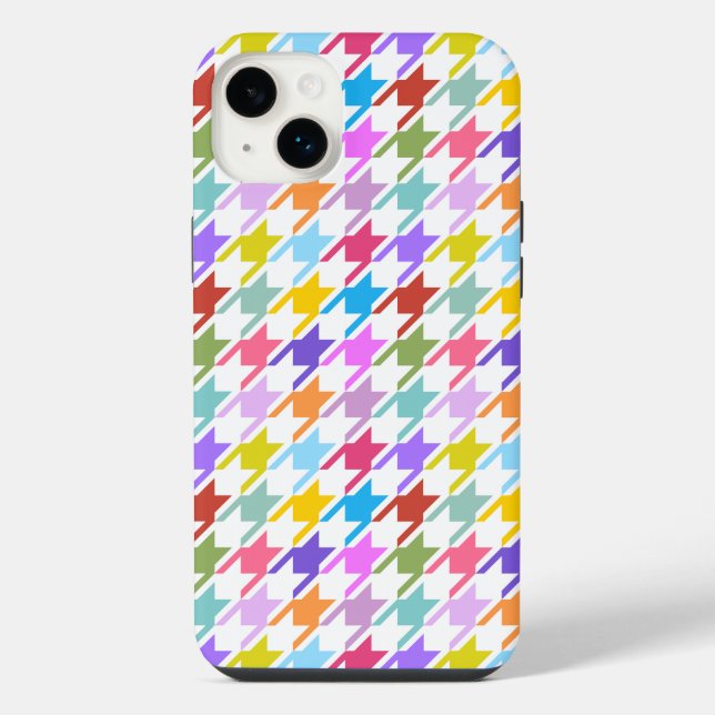 Houndstooth Multicolor+White Pattern iPhone Case (Back)