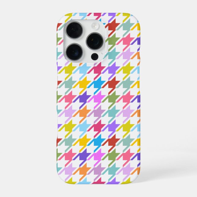 Houndstooth Multicolor+White Pattern iPhone Case (Back)