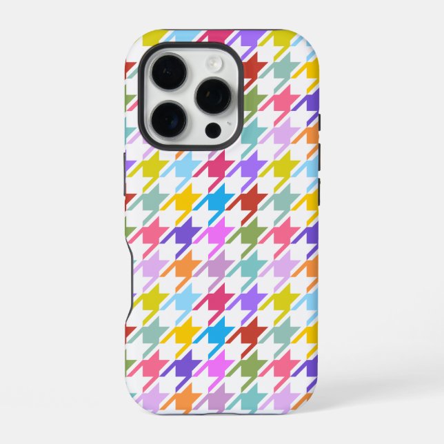 Houndstooth Multicolor+White Pattern iPhone Case (Back)