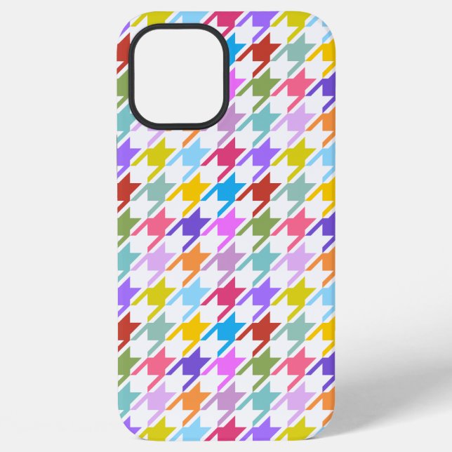 Houndstooth Multicolor+White Pattern iPhone Case (Back)