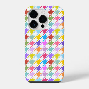 Houndstooth Multicolor+White Pattern iPhone 14 Pro Case