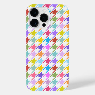Houndstooth Multicolor+White Pattern iPhone 14 Pro Max Case