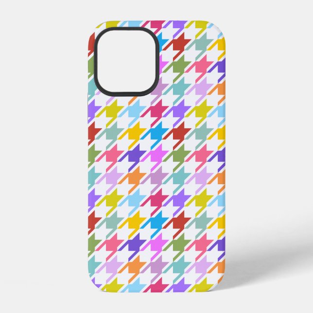 Houndstooth Multicolor+White Pattern iPhone Case (Back)