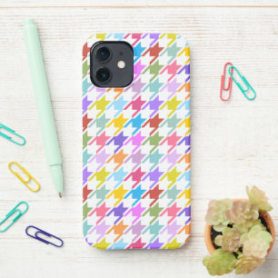 Houndstooth Multicolor+White Pattern iPhone 12 Case