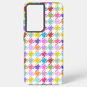 Houndstooth Multicolor+White Pattern Samsung Galaxy Case