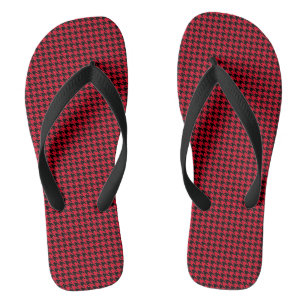 houndstooth pattern black and red flip flops