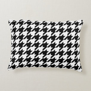 Houndstooth Pattern Black and White Decorative Cushion