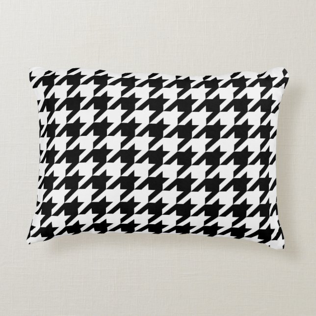 Houndstooth Pattern Black and White Decorative Cushion (Back)