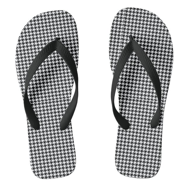 houndstooth pattern black and white jandals (Footbed)