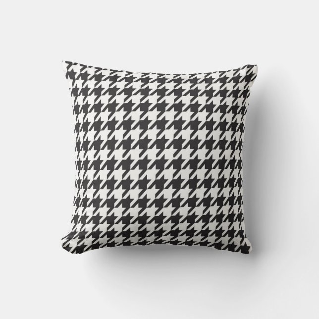 Houndstooth Pattern Black and White Outdoor Cushion (Front)