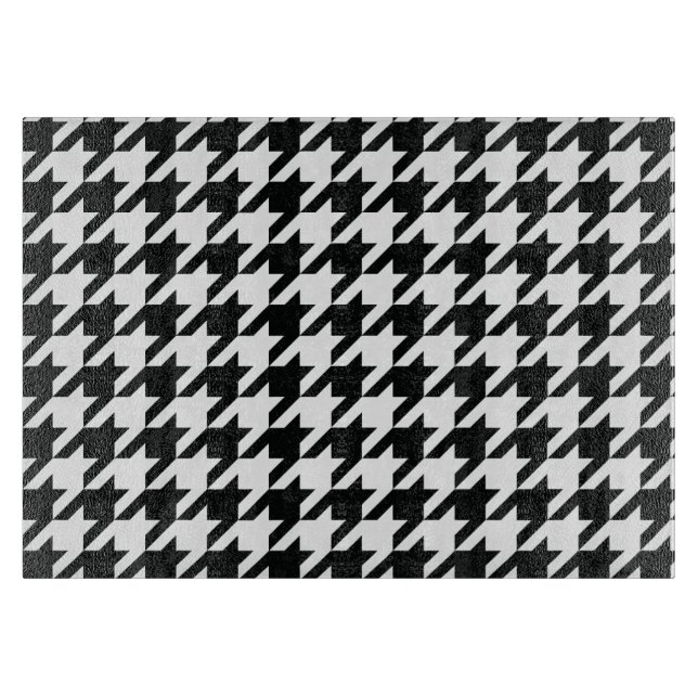 Houndstooth Pattern Black White Cutting Board (Front)