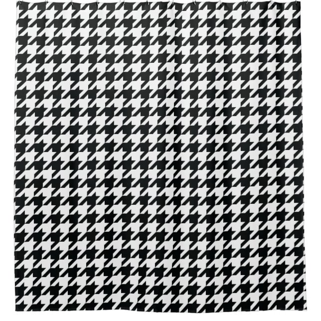 Houndstooth Pattern Black White Shower Curtain (Front)