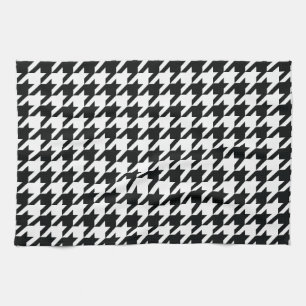 Houndstooth Pattern Black White Tea Towel
