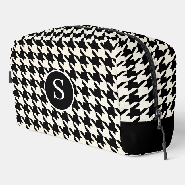 Houndstooth Pattern Black & White Toiletry Bag (Right Corner)